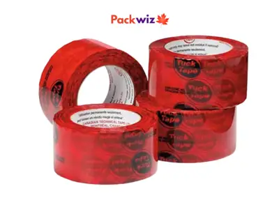 High-visibility red tuck tape for sealing, durable packing tape