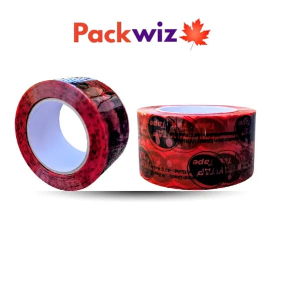 High-visibility red tuck tape for sealing, durable packing tape